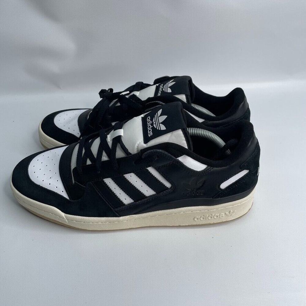 Adidas Shoes Mens 12 Forum Low CL Black White Gum Oreo Trifold Sneakers‎ ID6857 - Picture 3 of 9
